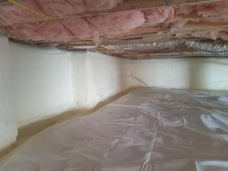 Crawl space encapsulation with closed-cell spray foam for Roof Waterproofing in Edgemoor